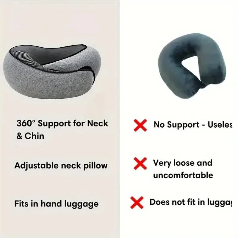 Experience Ultimate Comfort with Our Adjustable U-Shaped Travel Neck Pillow - Perfect Memory Foam Support for Your Noon Break!